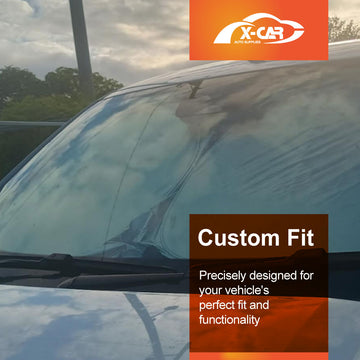 X-CAR Windscreen sun shade for Mitsubishi Triton MV Double Cab, installed on the windscreen of a Triton MV.