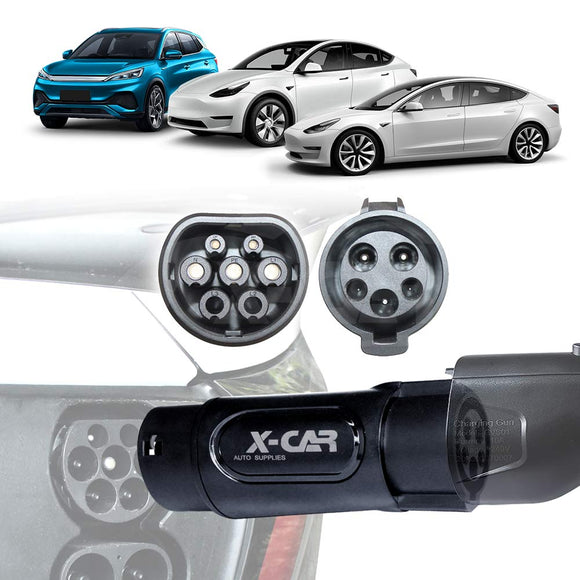 EV Charger Adapter Type 1 to Type 2 Connector Charging Socket SAE J-1772 to IEC62196 32A 250V AC IP54 Tesla