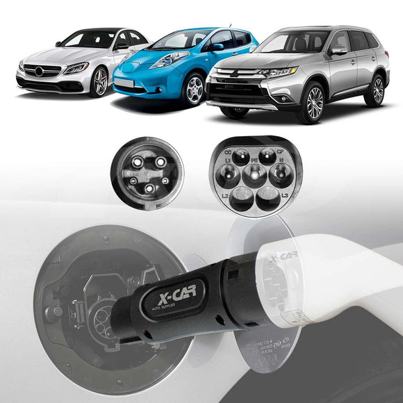 EV Charging Adapter Type 2 to Type 1 Socket IEC62196 to SAE J-1772 Charger Connector 32A 250V AC IP54