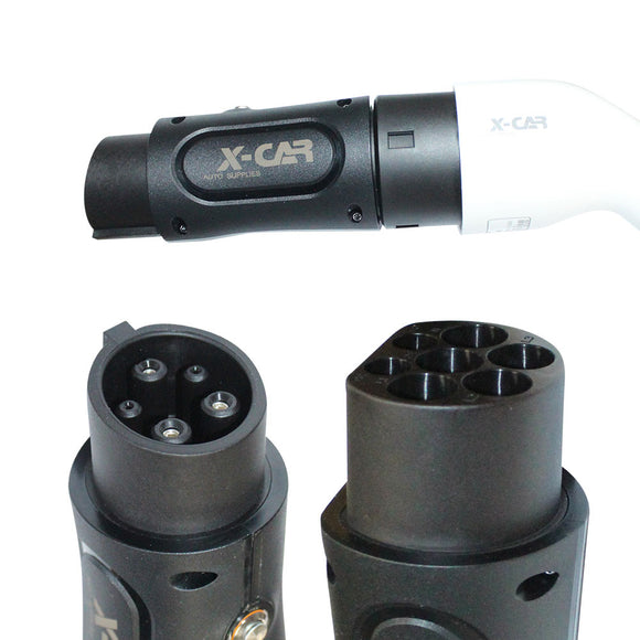 EV Charging Adapter Type 2 to Type 1 Socket IEC62196 to SAE J-1772 Charger Connector 32A 250V AC IP54