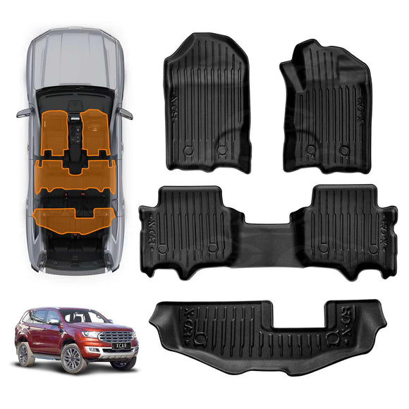 3D Floor Mats for Ford Everest 2015-2022 All-Weather Car Liners