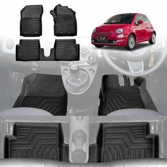 3D Floor Mats for Fiat 500 500C 2008-2024 All Weather Car Liners