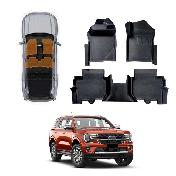3D Floor Mats for Ford Everest 2022-Onwards Floor Liners Full Set Carpet