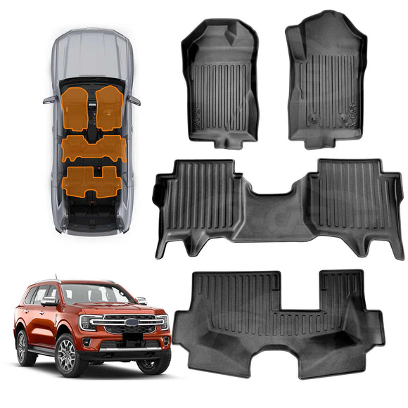 3D Floor Mats for Ford Everest 2022-Onwards All-Weather Liners