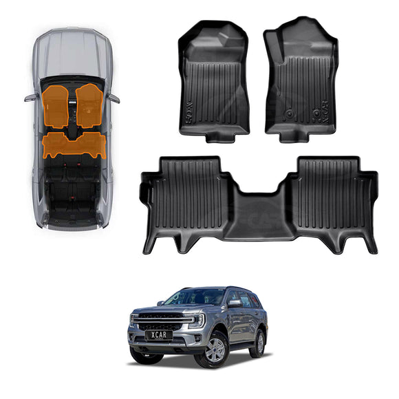 3D Floor Mats for Ford Everest 2022-Onwards All-Weather Liners
