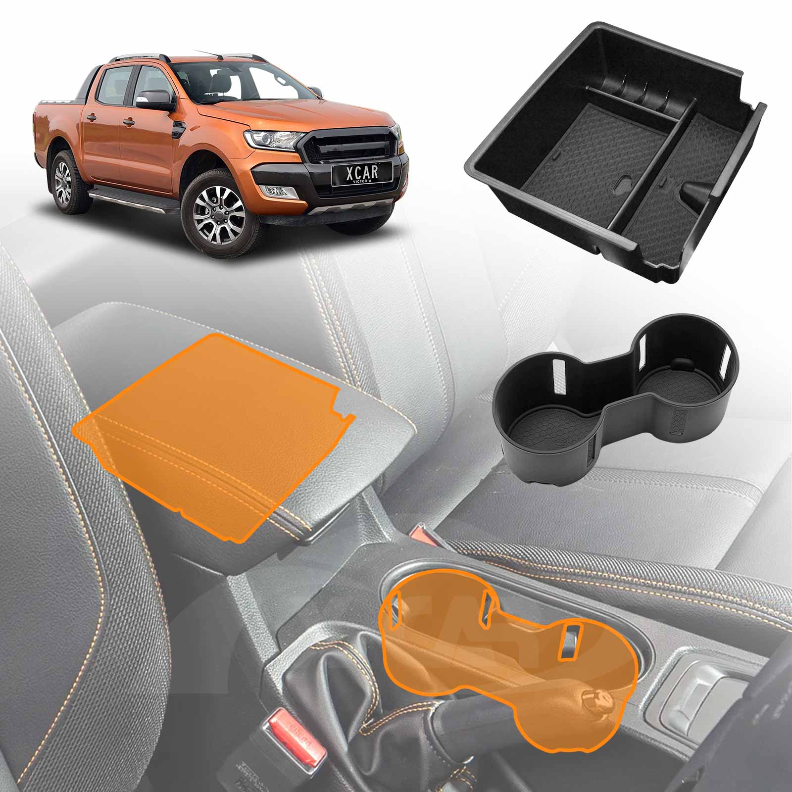Organizer Tray for Ford Ranger Dual Cab 2011-2022 Armrest Centre Conso ...