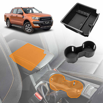 Organizer Tray for Ford Ranger Dual Cab 2011-2022 Armrest Centre Console Storage Box Cup Holder
