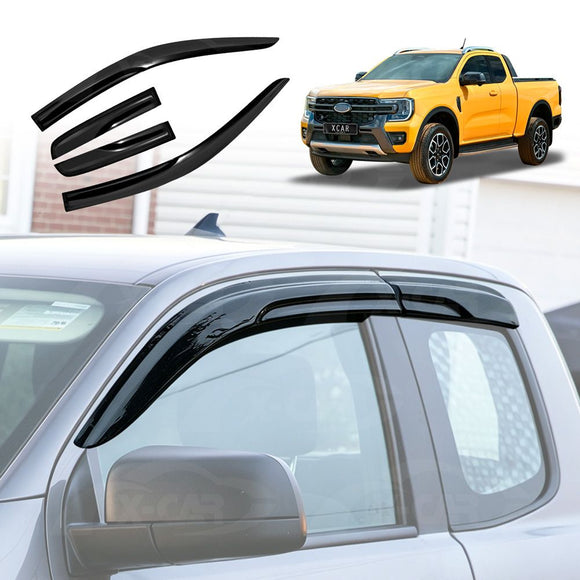 WeatherShields for Ford Next-Gen Ranger Extra Super Cab 2022-2025 Car Weather Shields Wind Deflectors Sun Visors