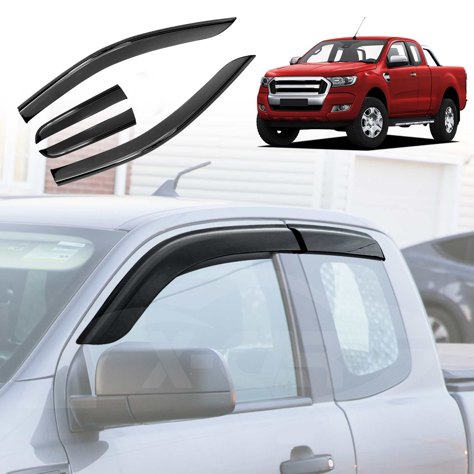 Weathershields for Ford Ranger Extra Super Cab 2011-2022 Car Weather ...