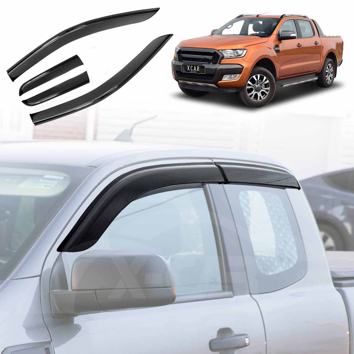 Ford Ranger PX1 PX2 PX3 2011-2022 Super Cab Weathershields | X-CAR