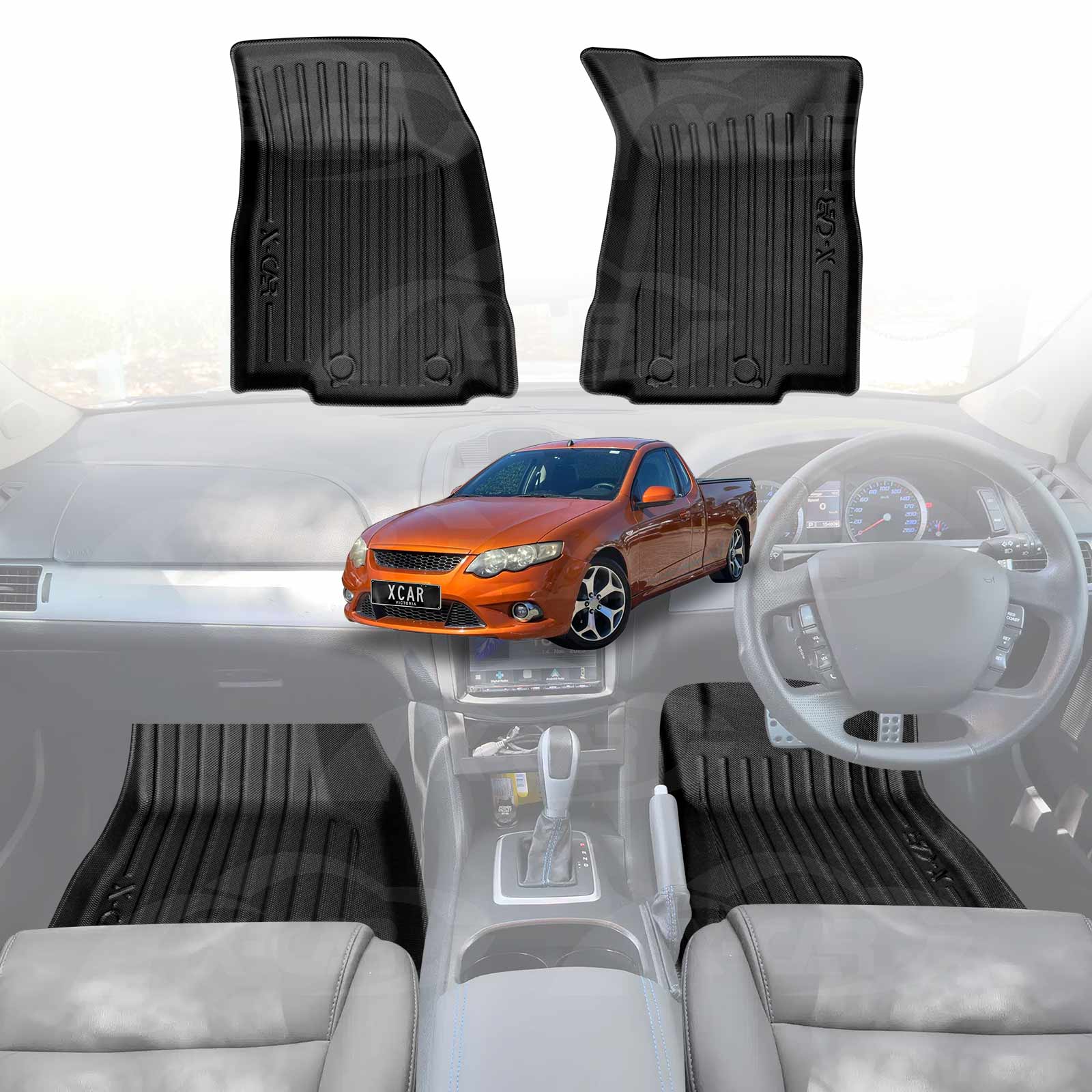3D Floor Mats for Ford Falcon Ute FG 2008-2016 All-Weather Car Liners ...