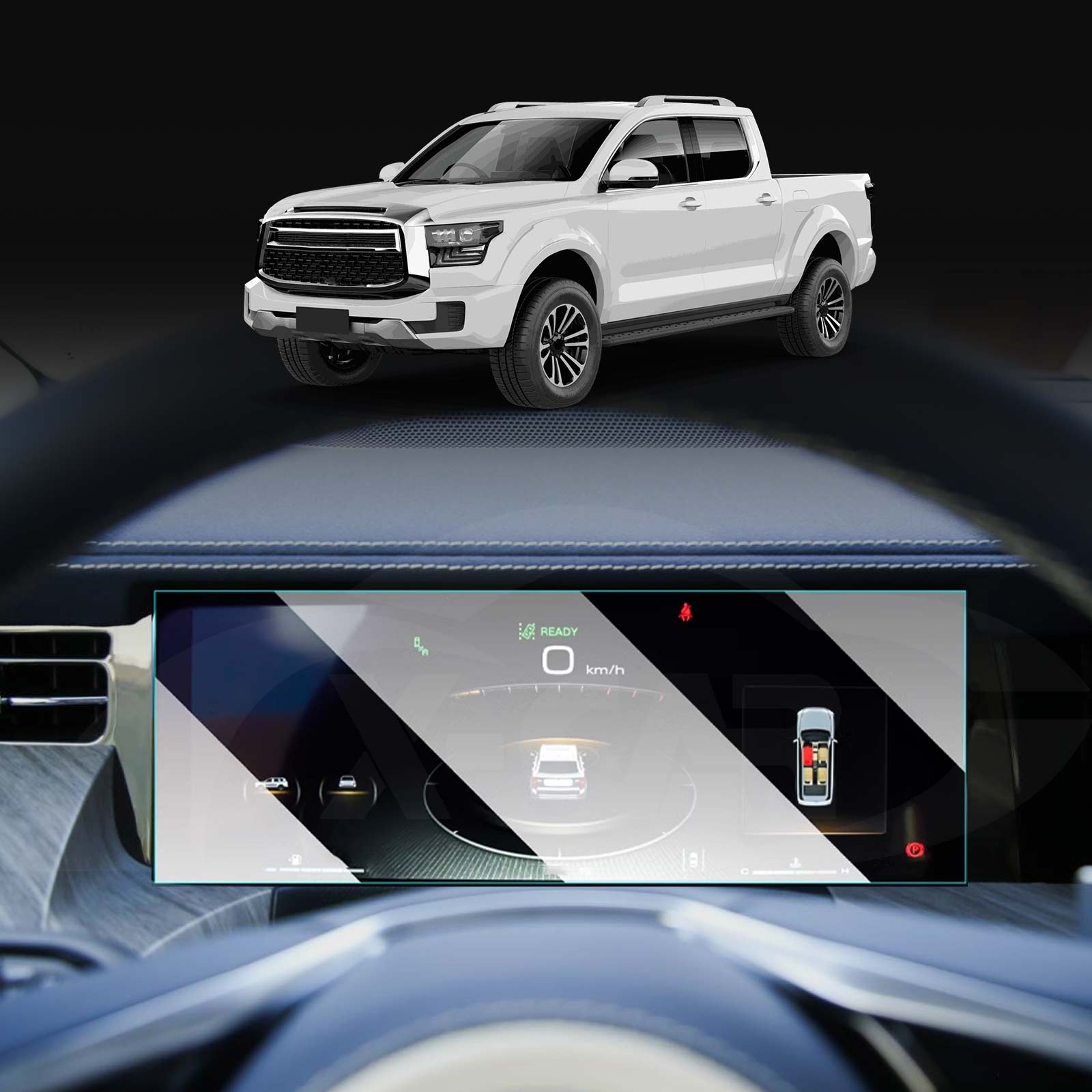 GWM Cannon Alpha 2024-2025 Tempered Glass Dash Screen Center Console Screen Protector - 0