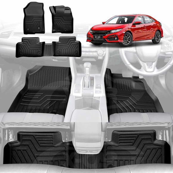 3D Floor Mats for Honda Civic 10th 2016-2021 All-Weather Car Liners