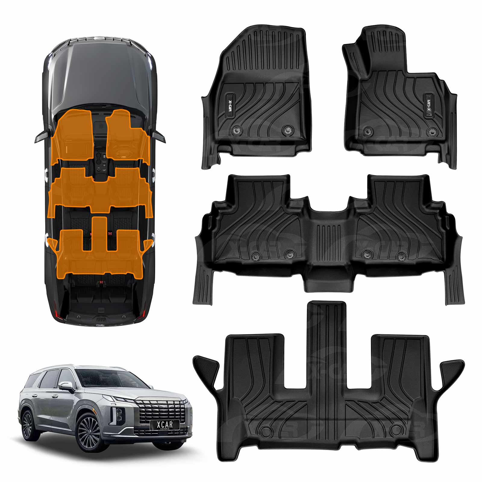 Hyundai Palisade LX2 3D Floor Mats Car Liners | X-CAR