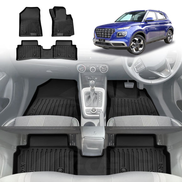 3D Floor Mats for Hyundai Venue 2019-Onwards All-Weather Car Liners