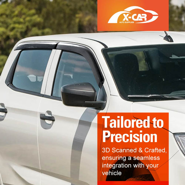 X-Car Weather Shield Window Visors – For Isuzu D-MAX Dual Cab 2012-2020 – 5 Year Warranty