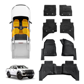 3D Floor Mats for ISUZU D-MAX DMAX Dual Cab 2020-Onwards All-Weather Car Liners