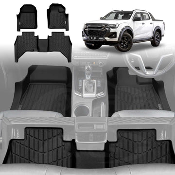 3D Floor Mats for ISUZU D-MAX DMAX Dual Cab 2020-Onwards All-Weather Car Liners