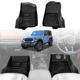 3D Floor Mats for Jeep Wrangler JL Series 2-Door 2018-Onwards All Weather Heavy Duty Cargo Car Trunk Luggage Tray
