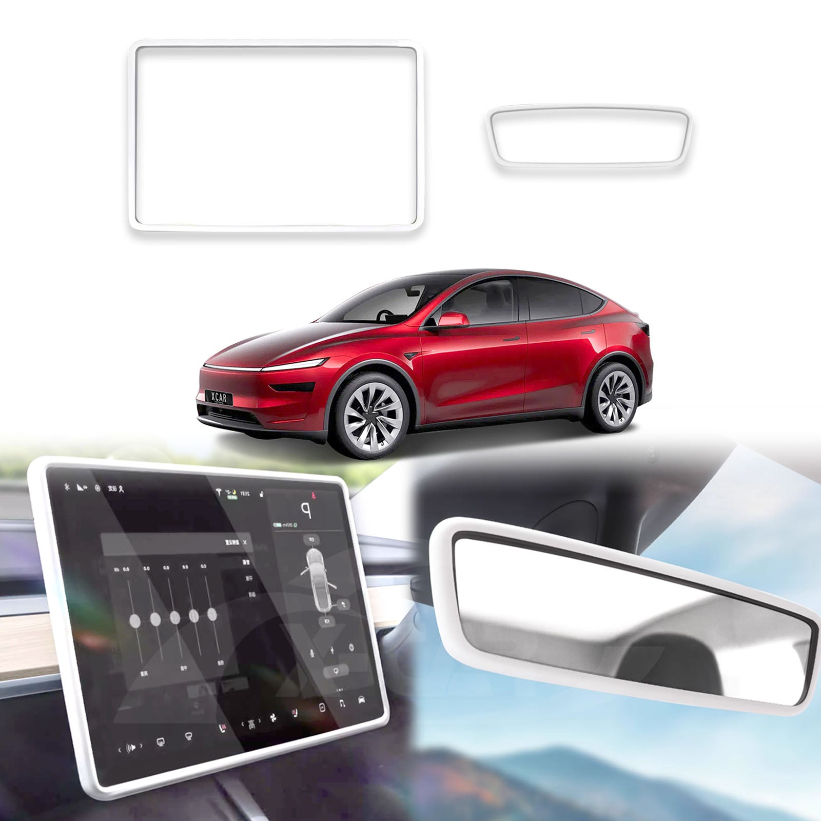 Tesla Model Y Juniper Screen Protector Rearview Mirror Frame Protection Silicone Cover 2025-Onwards