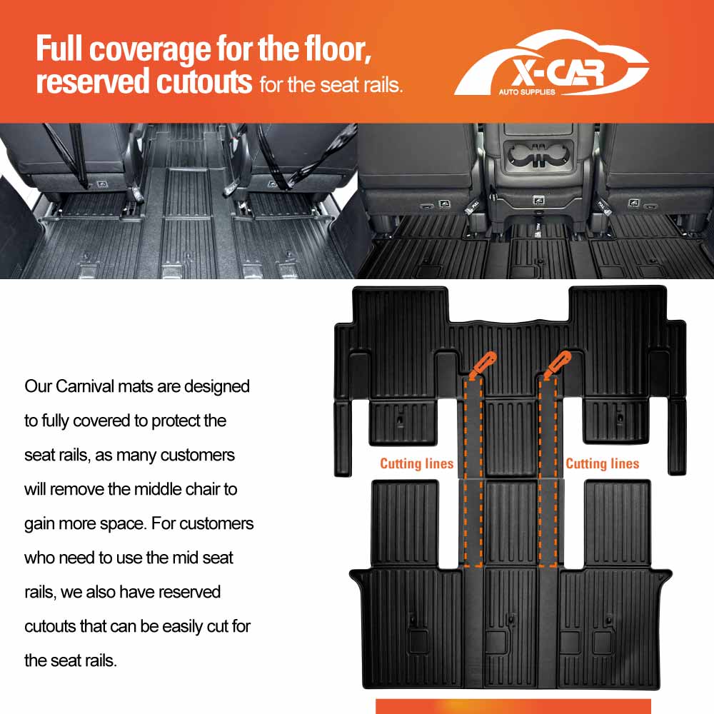 Floor Mats for Kia Carnival KA4 Series 2020-Onwards Heavy Duty All Weather Car Mats