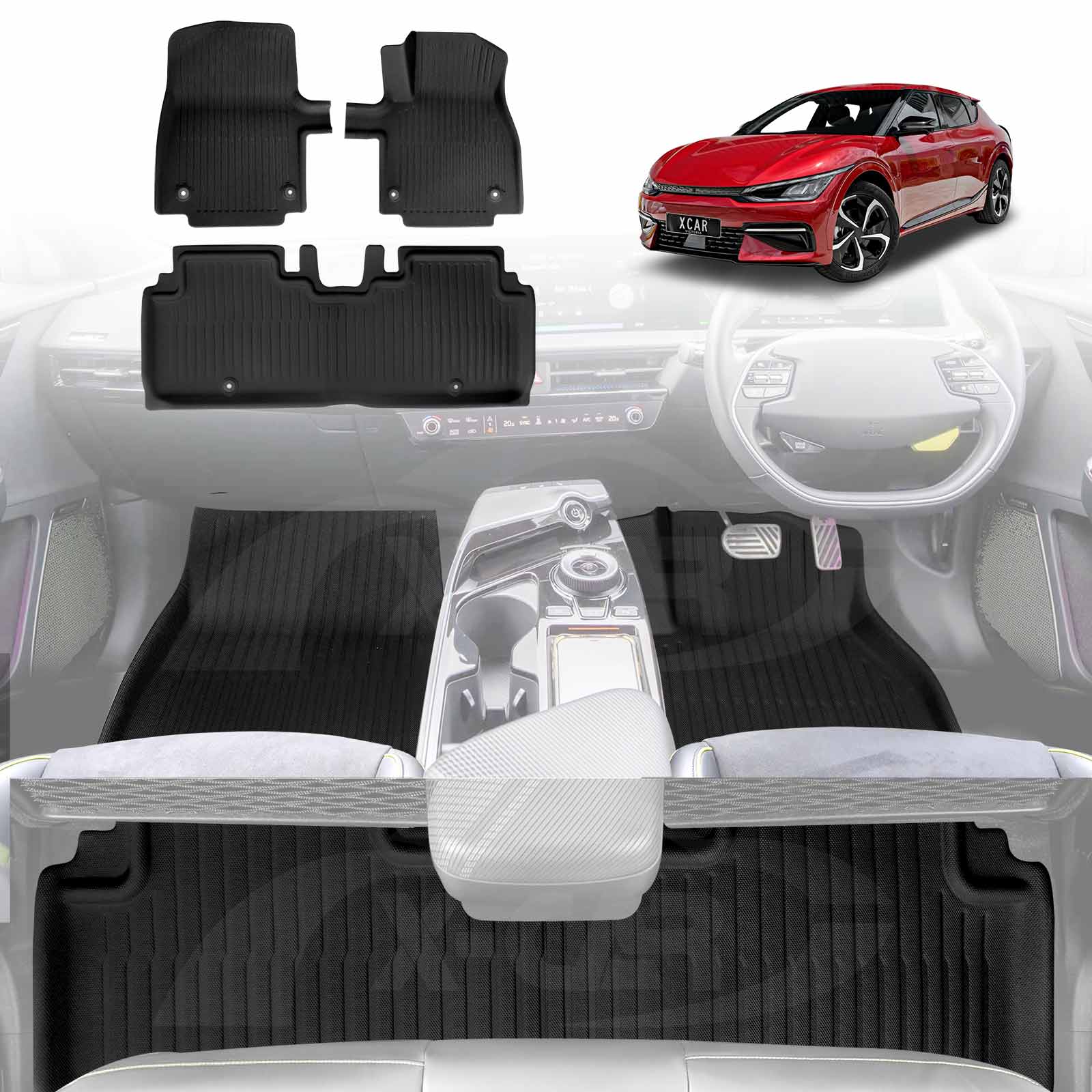 3D Floor Mats for Kia EV6 EV 6 2021-2025 All Weather Liner