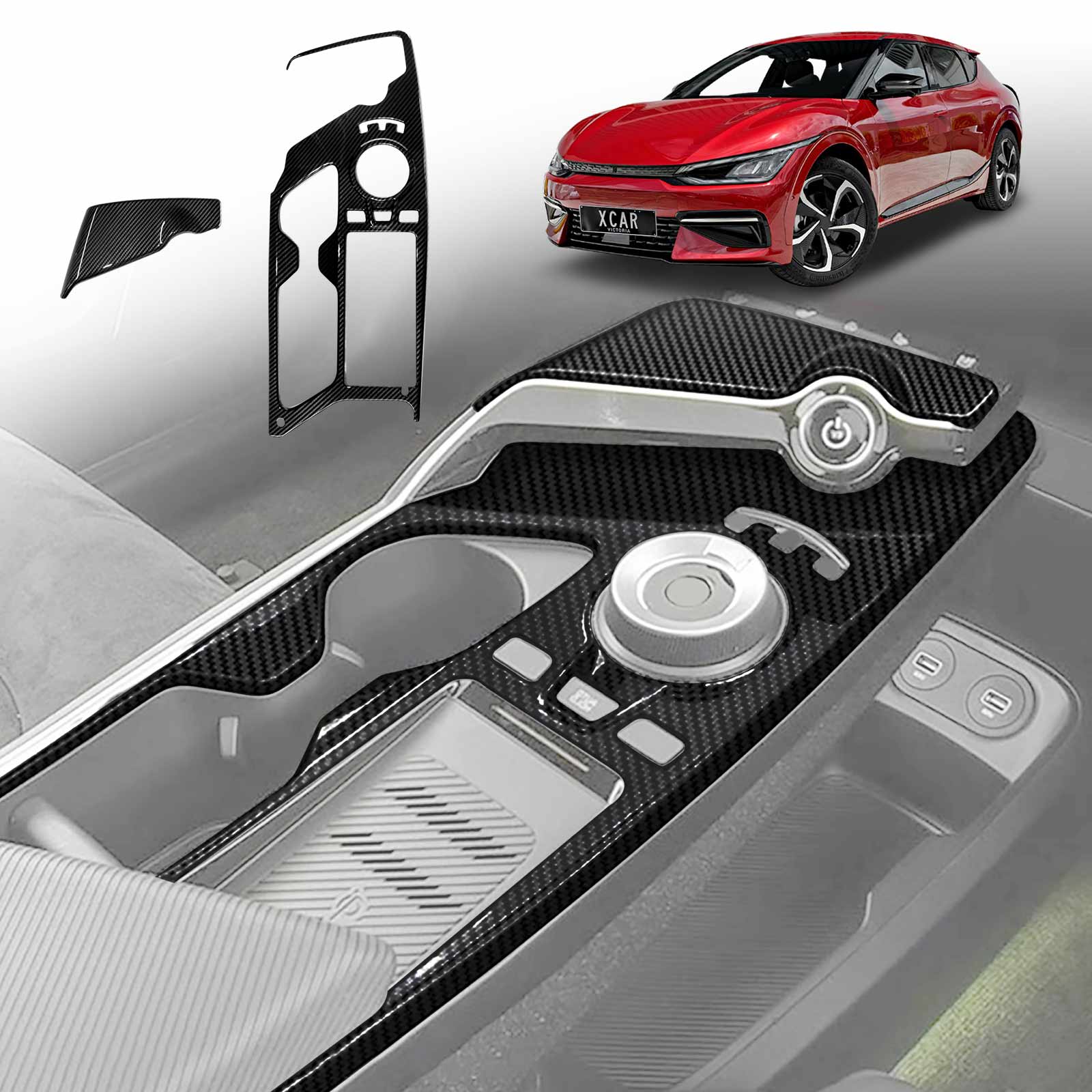 Gear Shift Frame Trim for Kia EV6 2021-2024 Carbon Fiber Style Centre ...