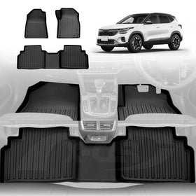3D Floor Mats for Kia Seltos 2019-Onwards All-Weather Car Liners
