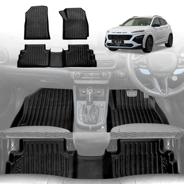 3D Floor Mats for Hyundai Kona Petrol 2017-2023 All-Weather Car Liners