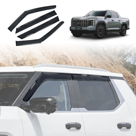 X-CAR weather shields for LDV Terron 9 Dual Cab 2025-Onwards, custom-fit window visors designed to reduce wind noise, improve airflow and protect against rain while driving.