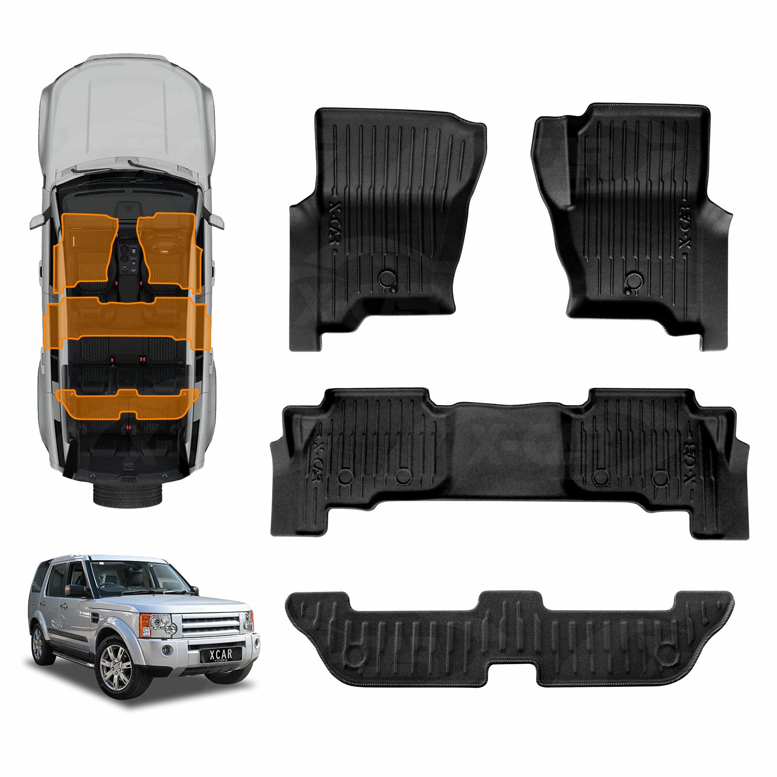 3D Floor Mats for Land Rover Discovery & Discovery 3 4 D3 D4 2005-2016 ...