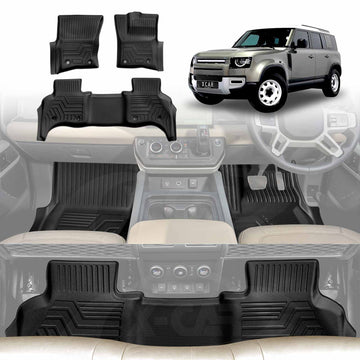 Floor Mats for Land Rover Defender L663 110 5 Seater 2020-Onwards All Weather Liners