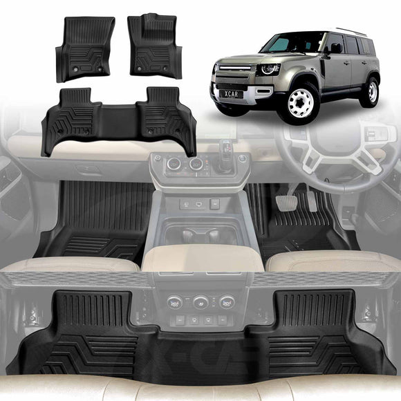 Floor Mats for Land Rover Defender L663 110 5 Seater 2020-Onwards All Weather Liners