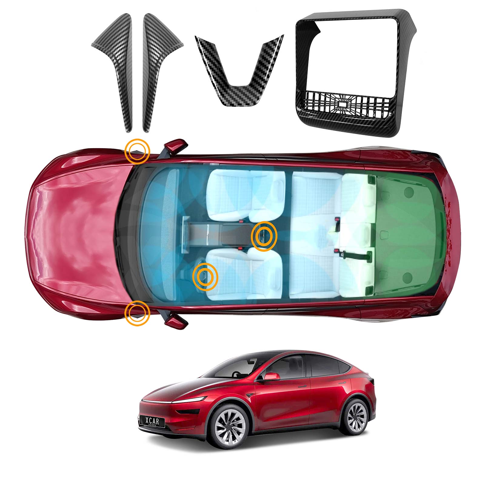 Tesla Model Y Juniper Trim Set Camera AC Vent Steering Wheel 2025-Onwards