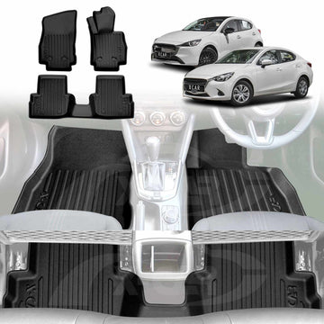 3D Floor Mats for Mazda 2 Hatch & Sedan 2014-Onwards DJ/DL Series All-Weather Car Liners