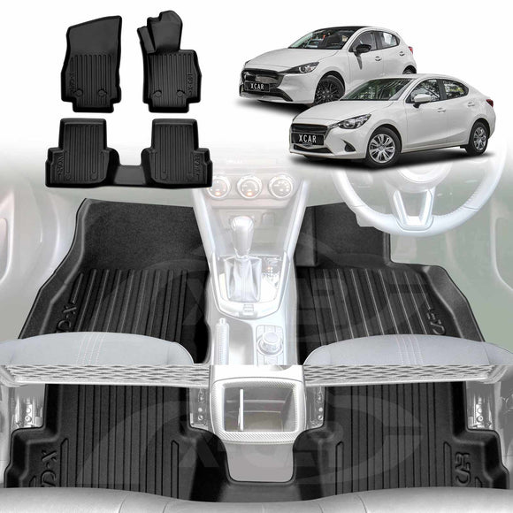 3D Floor Mats for Mazda 2 Hatch & Sedan 2014-Onwards DJ/DL Series All-Weather Car Liners