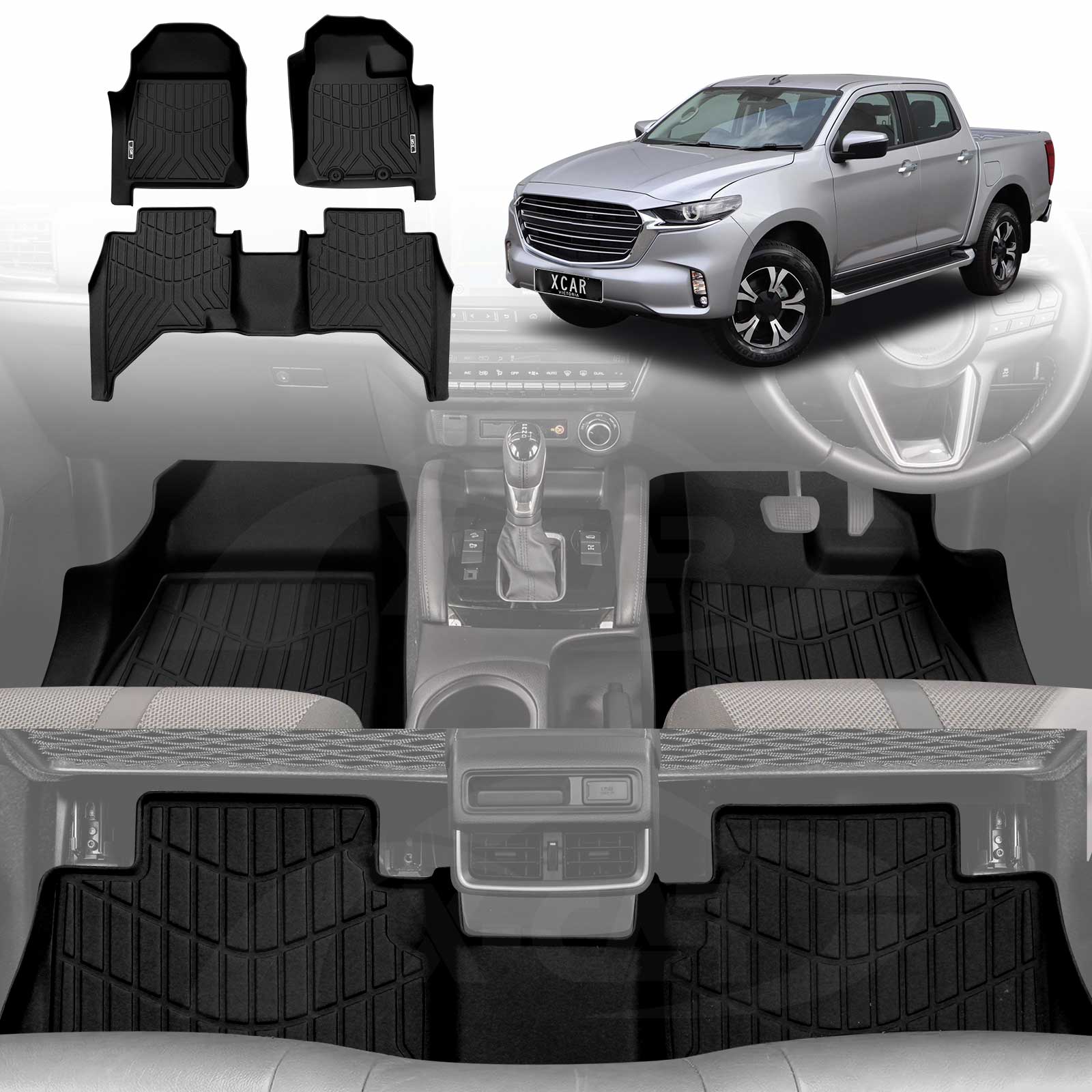 3D Car Mats for Mazda BT-50 BT50 Dual Cab 2020-Onwards TF Series All-Weather Floor Liners