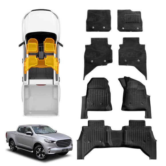 3D Car Mats for Mazda BT-50 BT50 Dual Cab 2020-Onwards TF Series All-Weather Floor Liners