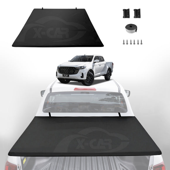 Soft Tonneau Cover for Mazda BT-50 BT50 Dual Cab TF Series 2020-Onwards Tri-Fold Ute Tub Bed