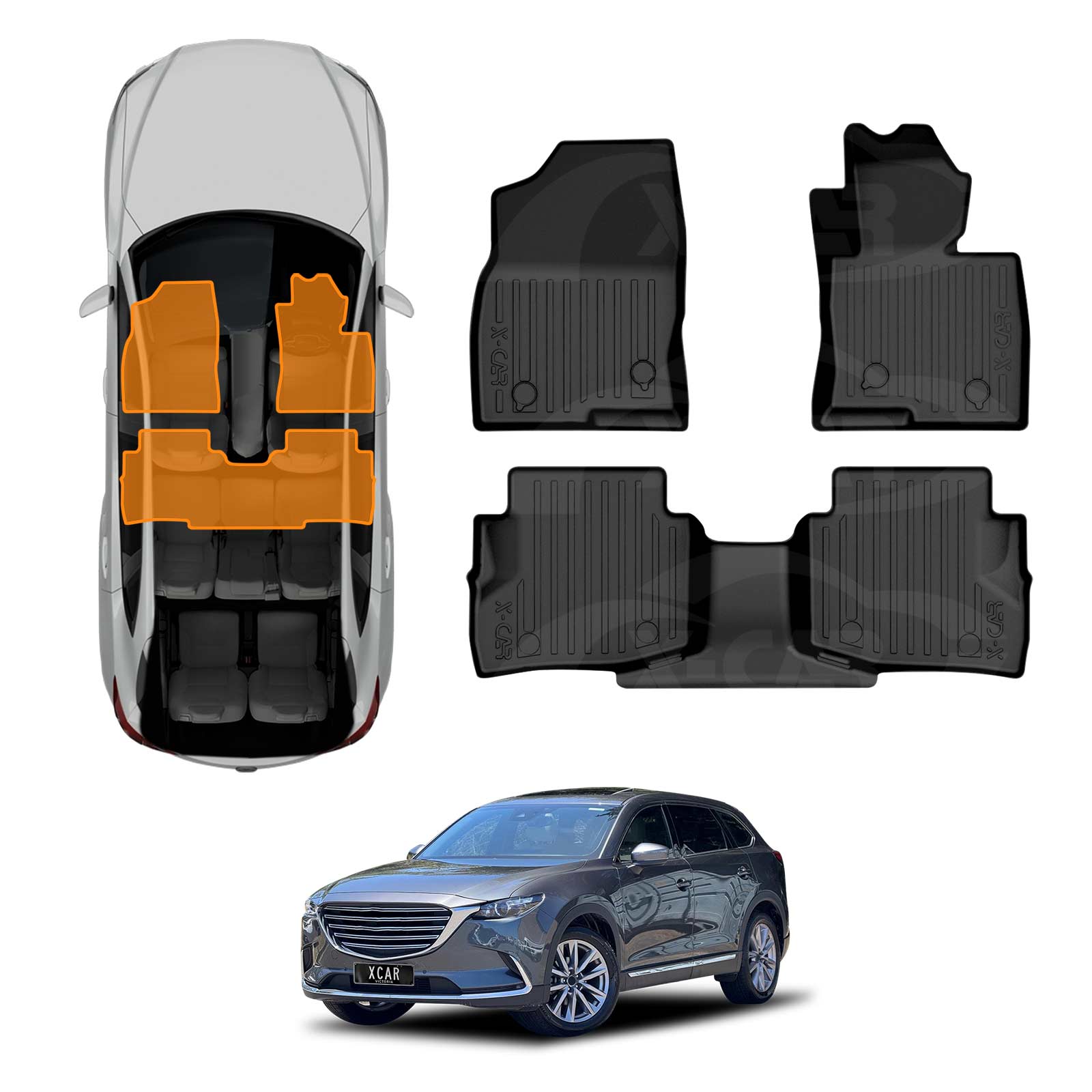 [Pre-order]3D Floor Mats for Mazda CX-9 CX9 2016-Onwards All-Weather Car Liners