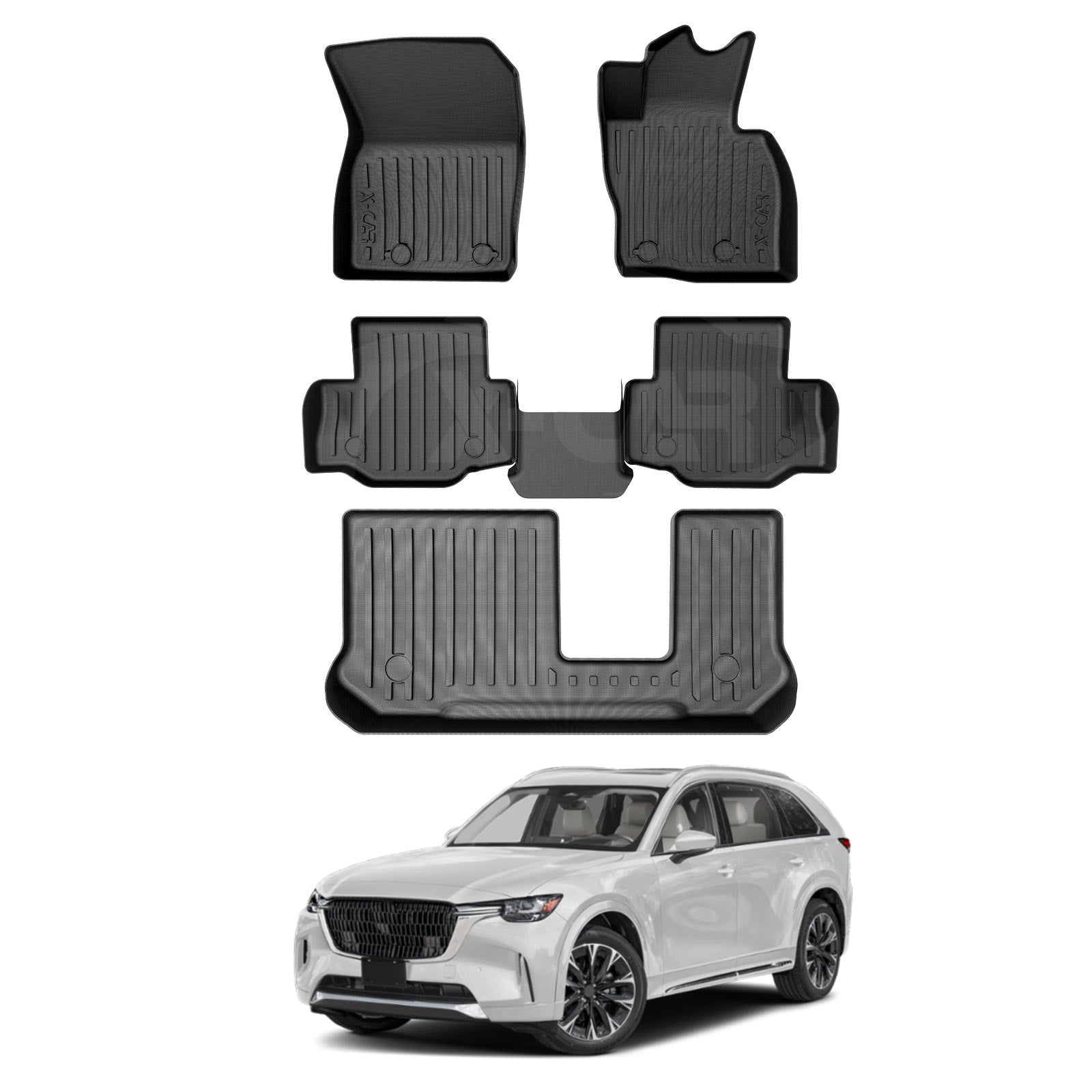 ANBINGO All-Weather Floor Mats For 2024-2025 Mazda CX-90 - 2nd Row Captain Seats Waterproof Liner