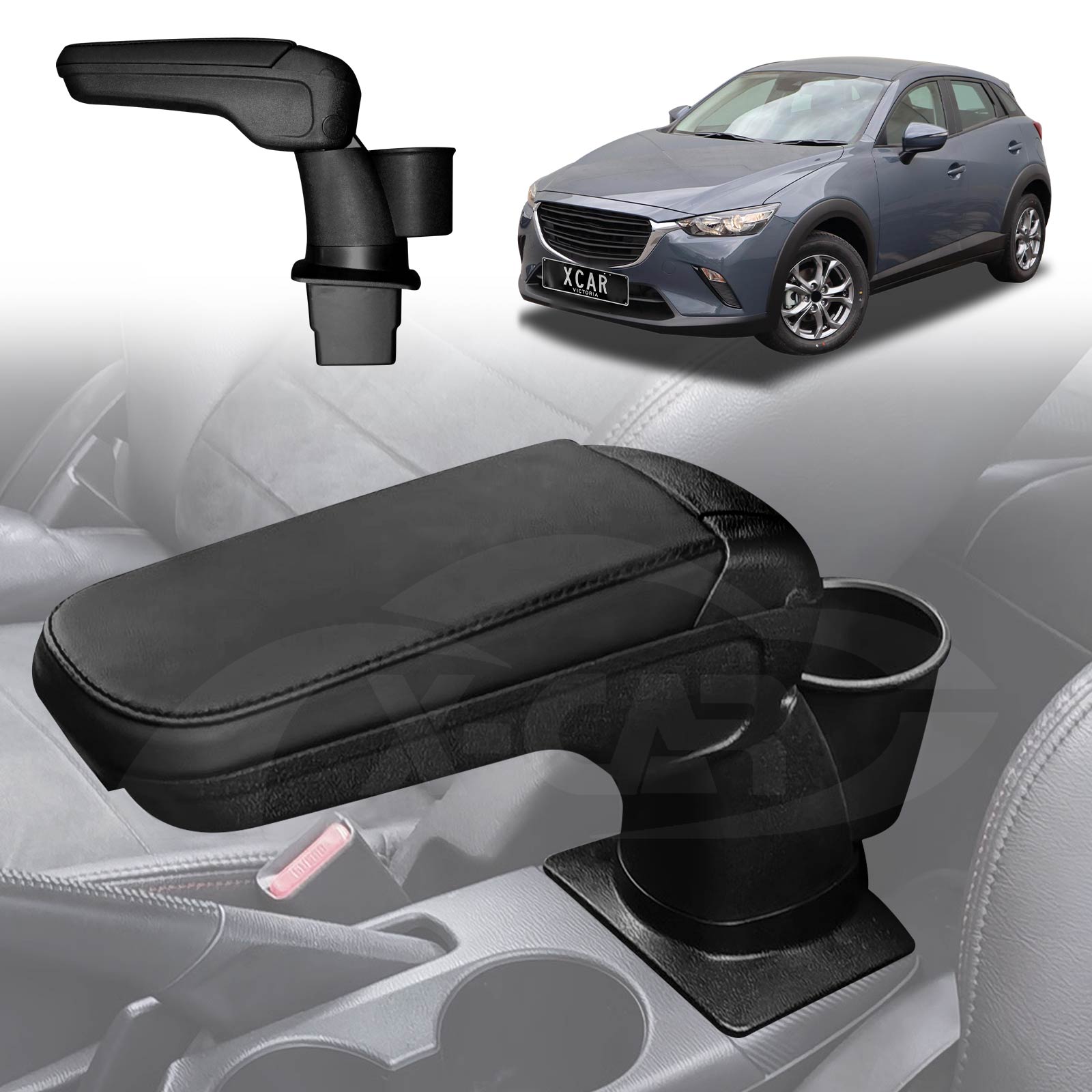 Central Armrest Storage Box with Cup Holder for Mazda CX-3 CX3 2015-2025 Arm Rest Interior Accessories