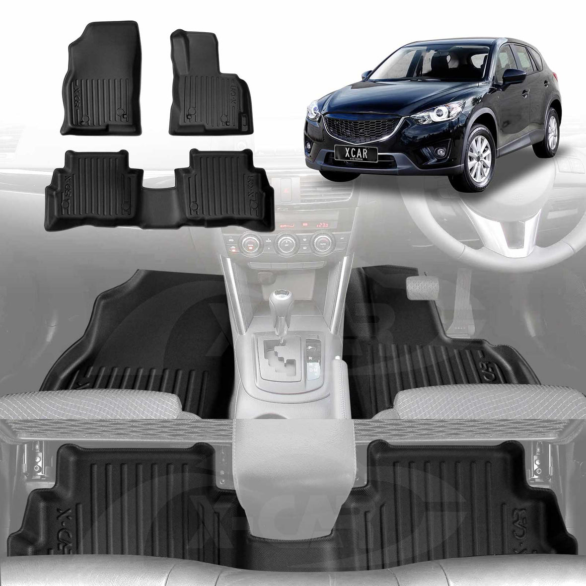 Premium Custom Fit Floor Liners for 2007-2012 Mazda CX-7 - Black main image 0