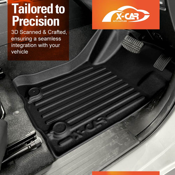 X-CAR 3D Floor Mats for Mitsubishi Triton MV Single & Club Cab 2024-Onwards in stalled in a Triton driver foot well.