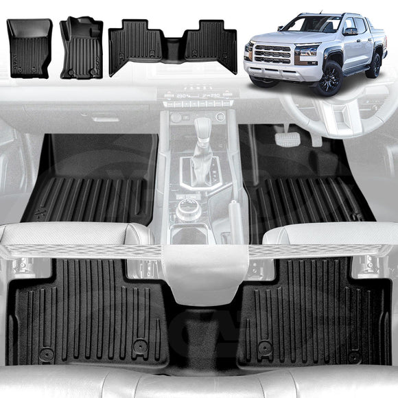 3D Floor Mats for Mitsubishi Triton MV Double Cab 2024-2025 All-Weather Liners