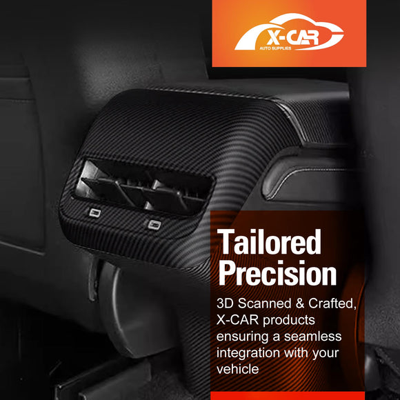Tesla Model Y / Model 3 Armrest Pad & Rear AC Vent Covers Matte Carbon Fiber Style