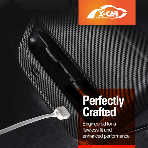 Tesla Model Y / Model 3 Armrest Pad & Rear AC Vent Covers Matte Carbon Fiber Style