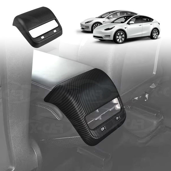 Tesla Model Y / Model 3 Armrest Pad & Rear AC Vent Covers Matte Carbon Fiber Style
