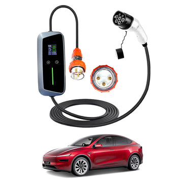 Tesla Model Y L 6-Seat Type 2 Portable EV Charger 32 Amp 7KW 3 Pin 5 Meters