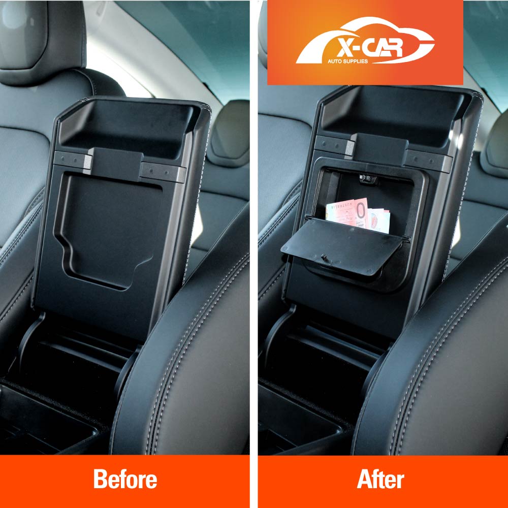 Carwiner 4 PCS Center Console Organizer And Cup Holder Insert Compatible With 2021-2023 Tesla Model 3,2021-2025 Model Y, Flocked/Silica Rubber Armrest Hidden Cubby Drawer Storage Box Accessories